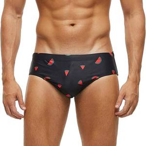 lot 1027 image: Arcweg Mens Swimming Trunks Briefs Low Waist with Removable Pad Swimwear Elastic Beach Shorts Boxers Underwear Watermelon, XXL
