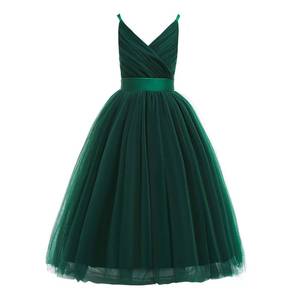 lot 1035 image: Glamulice Emerald Green Flower Girl Dress Bridesmaid Long A Line Wedding Pageant Dresses Elegant Tulle Spaghetti Strap Party Ball Gown Holiday Evening Formal Princess Christmas Dance Gowns Green 11-12