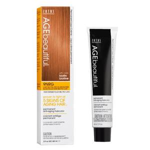 lot 1054 image: AGE beautiful Permanent Hair Color Dye Liqui Creme  100% Gray Coverage  Anti-Aging Haircolor  Biotin for Thicker, Fuller Hair  Professional Salon Coloring  8NRG Medium Neutral Red Golden Blonde