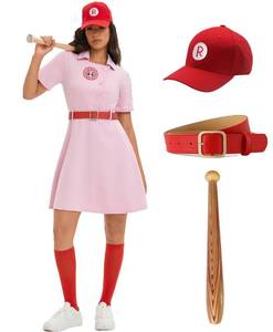 lot 1058 image: Womens Baseball Dress Uniform Set with Baseball Cap for Halloween Costume (S)