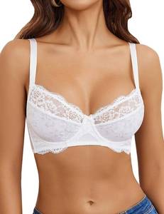 lot 1061 image: Avidlove Womens Sexy Lace Bra Mesh Balconette Underwire Unlined Everyday Bra Lingerie White, 2XL