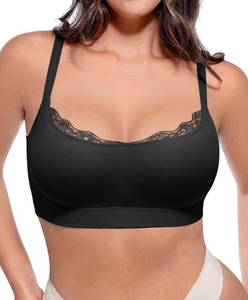 lot 1072 image: FeelinGirl Bras for Women No Underwire Lace Bralettes No Padded Full Coverage Seamless Wireless Bra Comfortable Everyday Bras Black 3XL