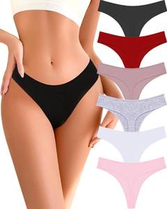 lot 1075 image: READY TO LOVE Cotton Underwear for Women Pack Breathable Thongs for Women Sexy Stretch Soft Womens Panties Thong, Large