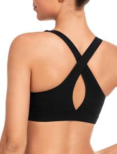 lot 1083 image: Yvette Criss Cross Back Yoga Bra with Removable Pad Sports Bras for Women Light Support Sexy,Black,S