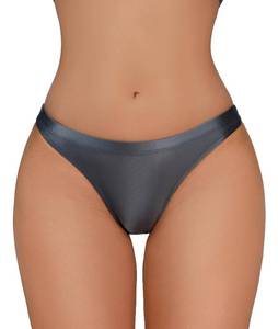 lot 1130 image: Aivtalk Oil Glossy Briefs for Women Shiny Smooth Panties Seamless Stretch Thong Panties Underwear Grey Large