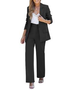 lot 1150 image: LookbookStore 2 Piece Set for Womens Summer Office Attire - Black Pant Suit & Dressy Womens Pants Suit - Size Large