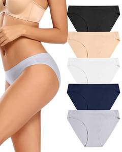 lot 1166 image: voenxe Women Bikini Underwear,Seamless Breathable Ladies Panties,No Show Comfortable Briefs Undies for Women,Hipster,5-Pack