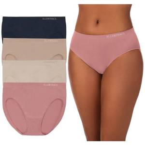 lot 1170 image: ELLEN TRACY Womens High Cut Brief Panties Breathable Seamless Underwear 4-Pack Multipack, Rose Pack, Large