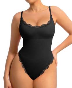 lot 1198 image: FeelinGirl Lace Shapewear Bodysuit for Women Tummy Control Thong Cami Bodysuit Waist Slimming Body Shaper Black XL-XXL