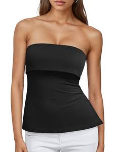lot 1218 image: Trendy Queen Going Out Tops for Women Summer Spring Tube Tops Cute Off The Shoulder Backless Corset Teen Girls Y2k Clothes Black M