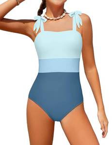 lot 1219 image: Dearnow Girls Swimsuits Size 10-12 One Piece Dark Blue Casual Color-Block Adjustable Straps Girls Bathing Suit Swimwear