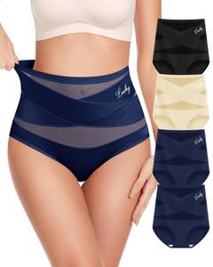 lot 1253 image: MIOTAN Womens Underwear 4 Pack High Waisted Tummy Control Ladies Panties Postpartum Compression Shaping Slimming,Mult-L
