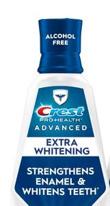 lot 1269 image: Crest Pro-Health Advanced Mouthwash, Alcohol Free, Extra Whitening, Energizing Mint Flavor, 33.8oz