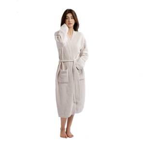 lot 1275 image: WESHIONGOO Womens Robe Lightweight Robes for Women Luxury Knit Bathrobe for Women Ultra-Soft Plush Fleece Robe, Cozy Spa-Like Longwear (One Size, Taupe)