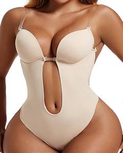 lot 1280 image: Strapless Backless Bra Shapewear for Women - Deep Plunge Body Shaper Bodysuit for Backless Dress (Beige, Large (36))