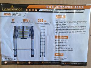 lot 2764 image: LandHonor 10.5ft Telescoping Ladder Model LHR-TL11