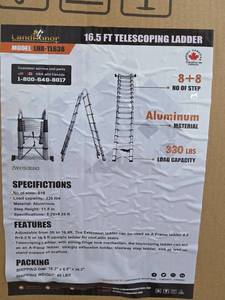 lot 2769 image: Landhonor 16.5ft Telescoping Ladder LHR-TL638