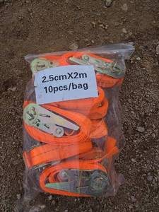 lot 2857 image: Orange Ratchet Tie Down Straps - 10 Pack 2.5cm x 2m