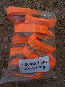 lot 2867 image: Orange Ratchet Tie Down Straps - 10 Pack 2.5cm x 3.5m