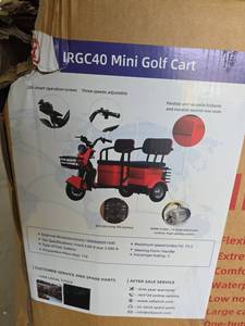 lot 2897 image: IRGC40 Mini Electric Golf Cart - 3-Speed Red Mobility Vehicle Red