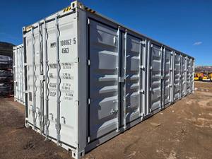 lot 87 image: 40ft High Cube Shipping Container w 4 Side Doors, 1 End Door