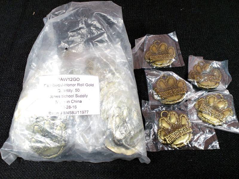 lot 57 image: Jones School Supply Honor Roll Mascot Medals