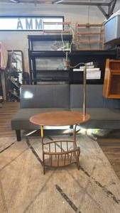 lot 17 image: Vintage Oak Oval Side Table with Magazine Rack
