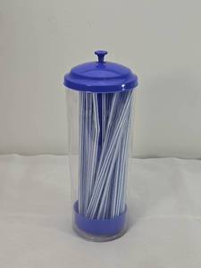lot 47 image: Blue Striped Straw Dispenser
