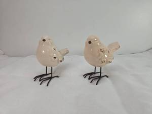 lot 55 image: Ceramic Bird Figurines with Metal Feet