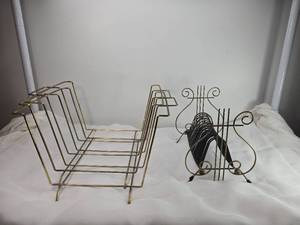 lot 65 image: Metal Record Stand and CD Holder Set