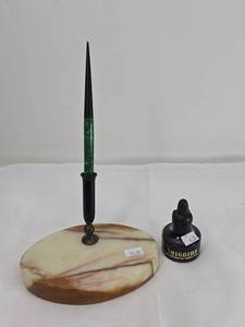 lot 95 image: Higgins Calligraphy Set with Marble Base