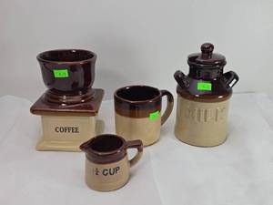 lot 99 image: Brown and Cream Kitchen Canister Set