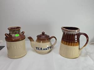 lot 101 image: Ceramic Tea For Two Set with Milk Jug