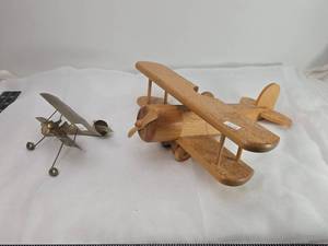 lot 106 image: Decorative Wooden and Metal Biplane Models