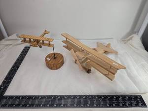 lot 107 image: Handcrafted Wooden Airplane Display Model