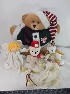 lot 123 image: Holiday Plush Bear Collection with Ornaments