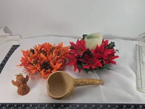 lot 124 image: Terracotta Angel Ornament with Fall Decor Set