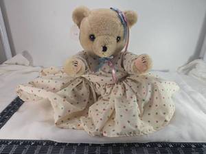 lot 146 image: Plush Bear in Heart Print Dress