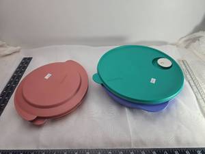 lot 166 image: Tupperware Microwave Plate Cover Set