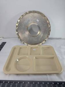 lot 176 image: Divided Cafeteria Trays with Aluminum Serving Plate