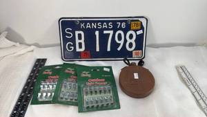 lot 186 image: 1976 Kansas License Plate with Validation Stickers