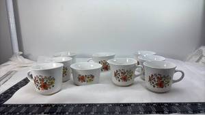 lot 231 image: Floral Pattern Tea Cups Set of 9