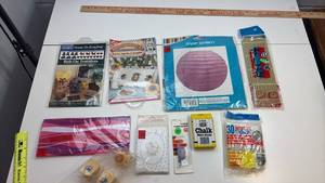 lot 295 image: Craft Supply Bundle with Pink Paper Lantern