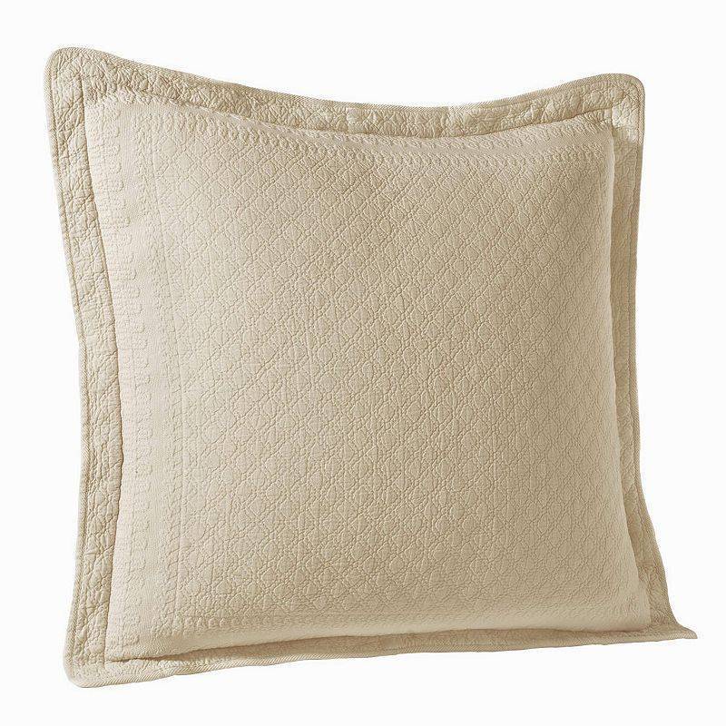 lot 40860 image: Birch King Charles Matelasse Sham (Euro) - Historic Charleston 100% Cotton, Machine Washable, No Fill, 152 Thread Count - Retail $17.99