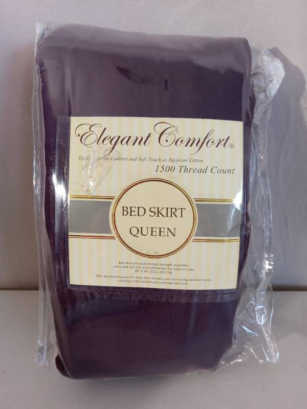 lot 40886 image: Purple Bed Skirt - Queen 1500 Thread Count
