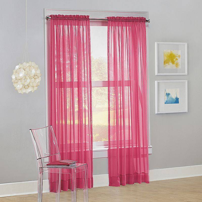 lot 41066 image: 63x59 Calypso Voile Rod Pocket Sheer Curtain Panel Pink - No. 918