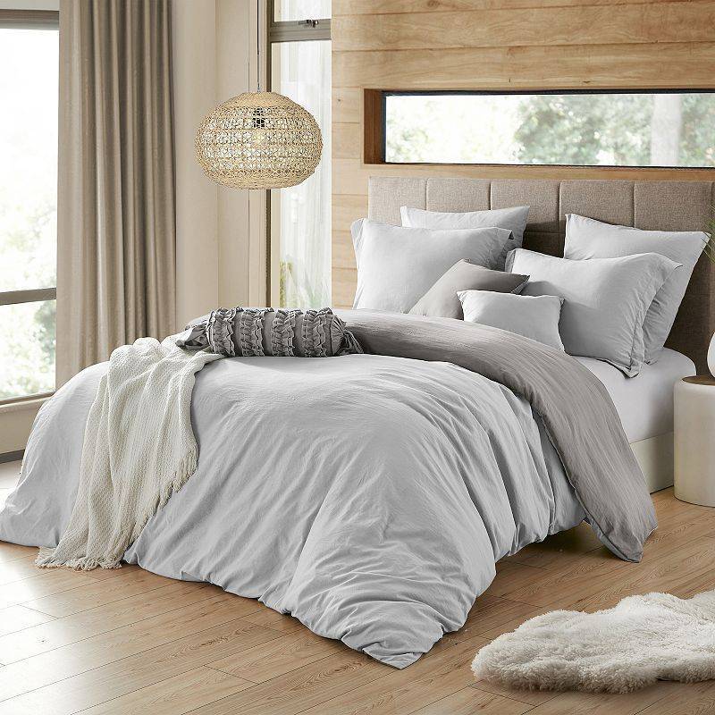 lot 41159 image: 2PC SilverGray TwinTwin XL (68 x 90 ) 2 in 1 Reversible Duvet Cover & Sham Set (Comforter not Included)
