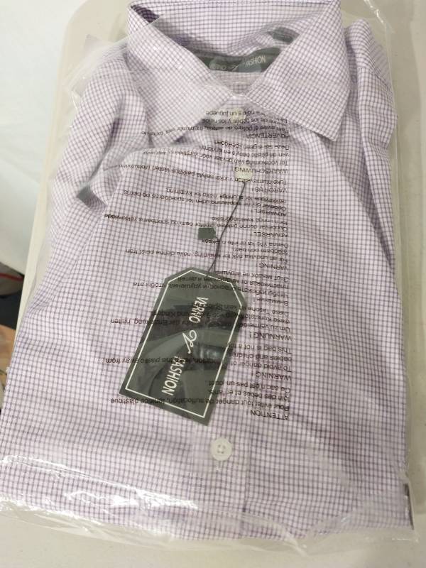 lot 41248 image: Verno Fashion Purple Gingham Dress Shirt Slim Fit 14-14.5 3233