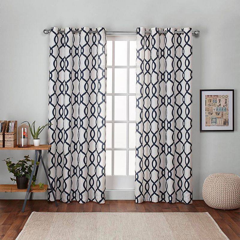 lot 41379 image: Set of 2 96x54 Kochi Linen Blend Grommet Top Window Curtain Panel Indigo - Exclusive Home Light Filtering Drapes