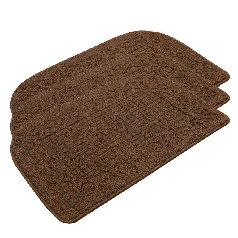 lot 43034 image: COSY HOMEER 18X27 Inch Anti Fatigue Kitchen Rug Mats are Made of 100% Polypropylene Half Round Rug Cushion Specialized in Anti Slippery and Machine Washable,Brown(3 pcs)
